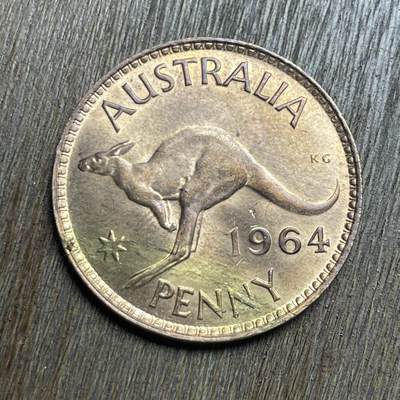 【铜匠收藏】★第140加场★精品老铜币 硬币专场 不寄存，200包邮。不满200元，支付5元运费。《接受代拍 代送NGC评级》 - 20【无寄存】1964 澳大利亚 原光 1便士 铜币