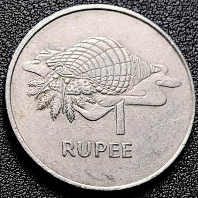 泉币菌-第174场- 精品福利场 - 海螺 独立年份1977年 塞舌尔1卢比铜镍硬币 30.0毫米 11.65克