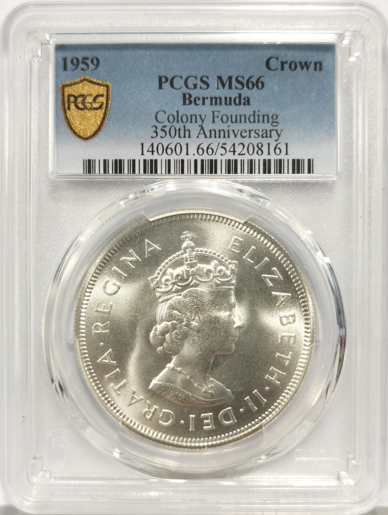 博洋堂世界钱币拍卖第159期（全场包邮） PCGS MS66 英属百慕大1959年发现350周年纪念1克朗大银币