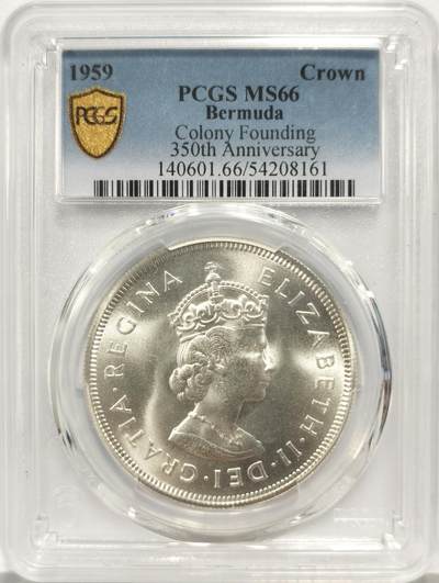 博洋堂世界钱币拍卖第159期（全场包邮） - PCGS MS66 英属百慕大1959年发现350周年纪念1克朗大银币