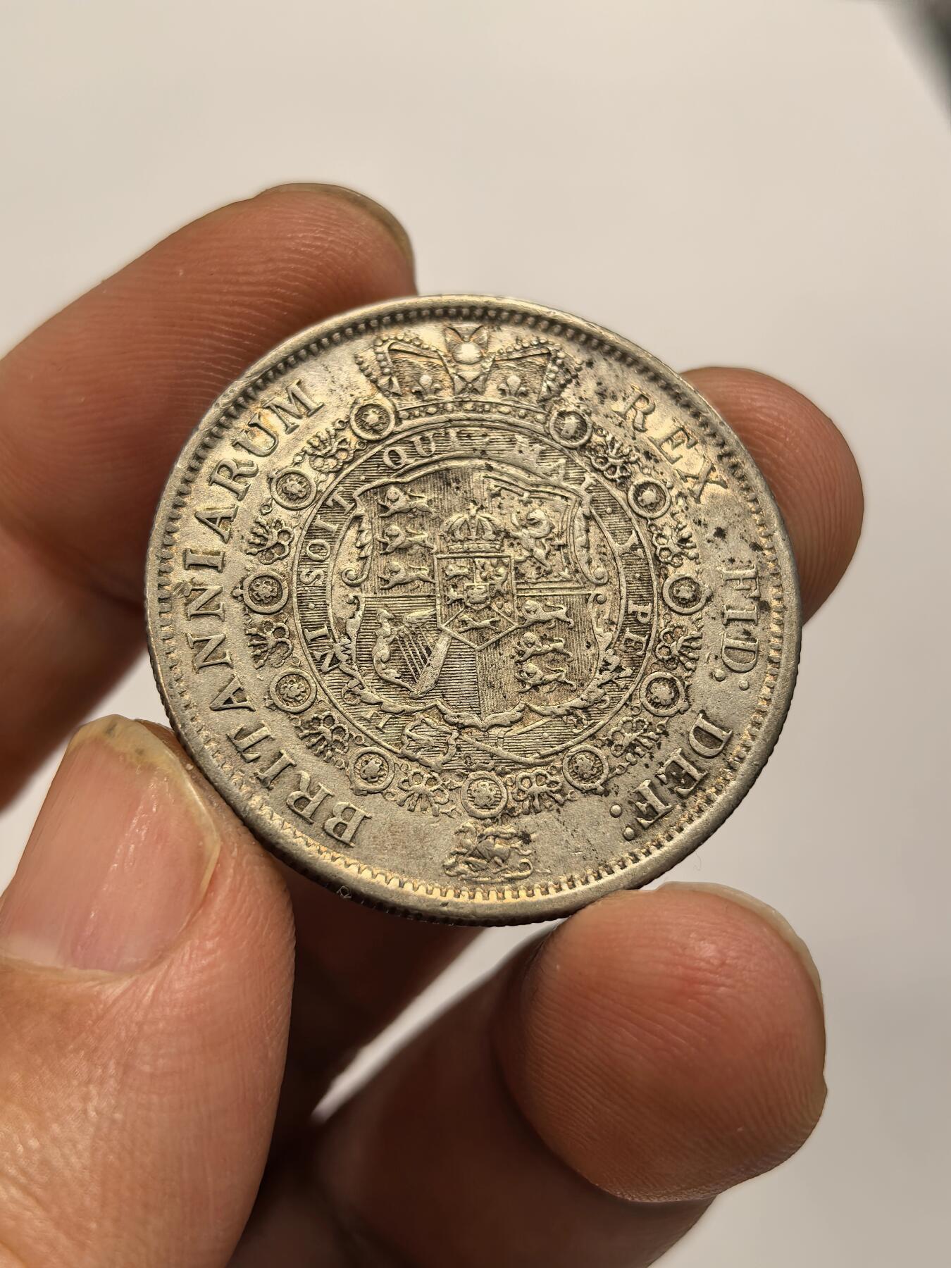 博洋堂世界钱币拍卖第158期（全场包邮） 英国1817年乔治三世牛头半克朗银币