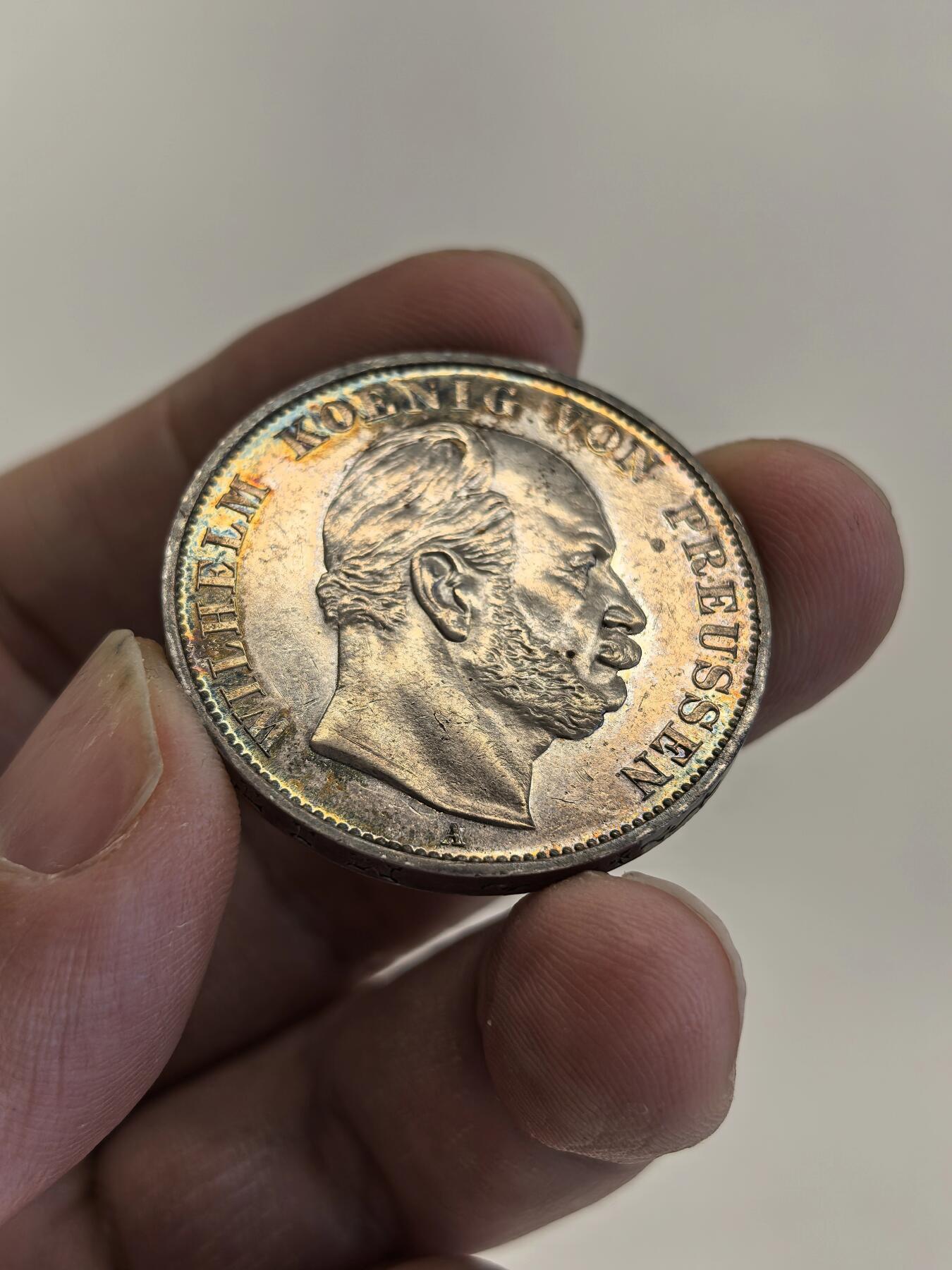 博洋堂世界钱币拍卖第158期（全场包邮） 德国普鲁士1871年普法胜利泰勒，UNC近乎未流通，环彩。