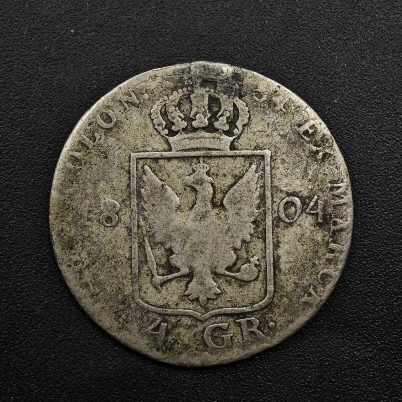 【淘币小摊】限时拍第八百五十三拍  散币银币场  满百包邮可预留两周  周一统一发货  德国普鲁士1804年4格罗申银币