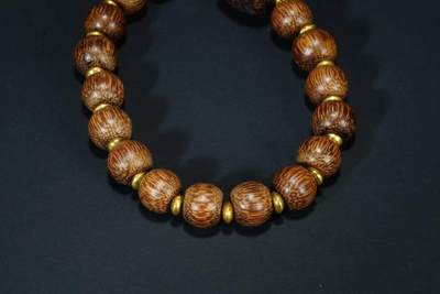 上海都达杂项专场六（全场包邮） 天然奇楠沉香苹果珠手串 附鉴定证书87-231