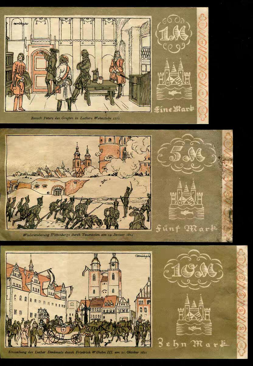 1月23号晚上8点 外国纸币自动截拍第12场 德国 1922年1,5,10马克 一套 稀少