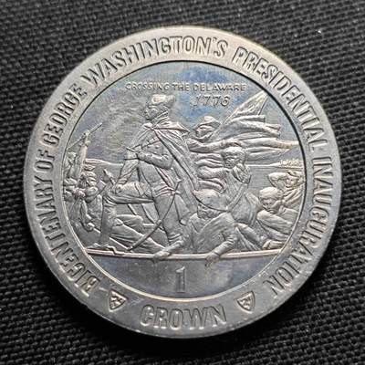 KK钱币收藏小铺  第400期  百期特拍（四拍之四）2月预留时间 周末发货 -  1989马恩岛1克朗纪念币 华盛顿穿越特拉华州纪念