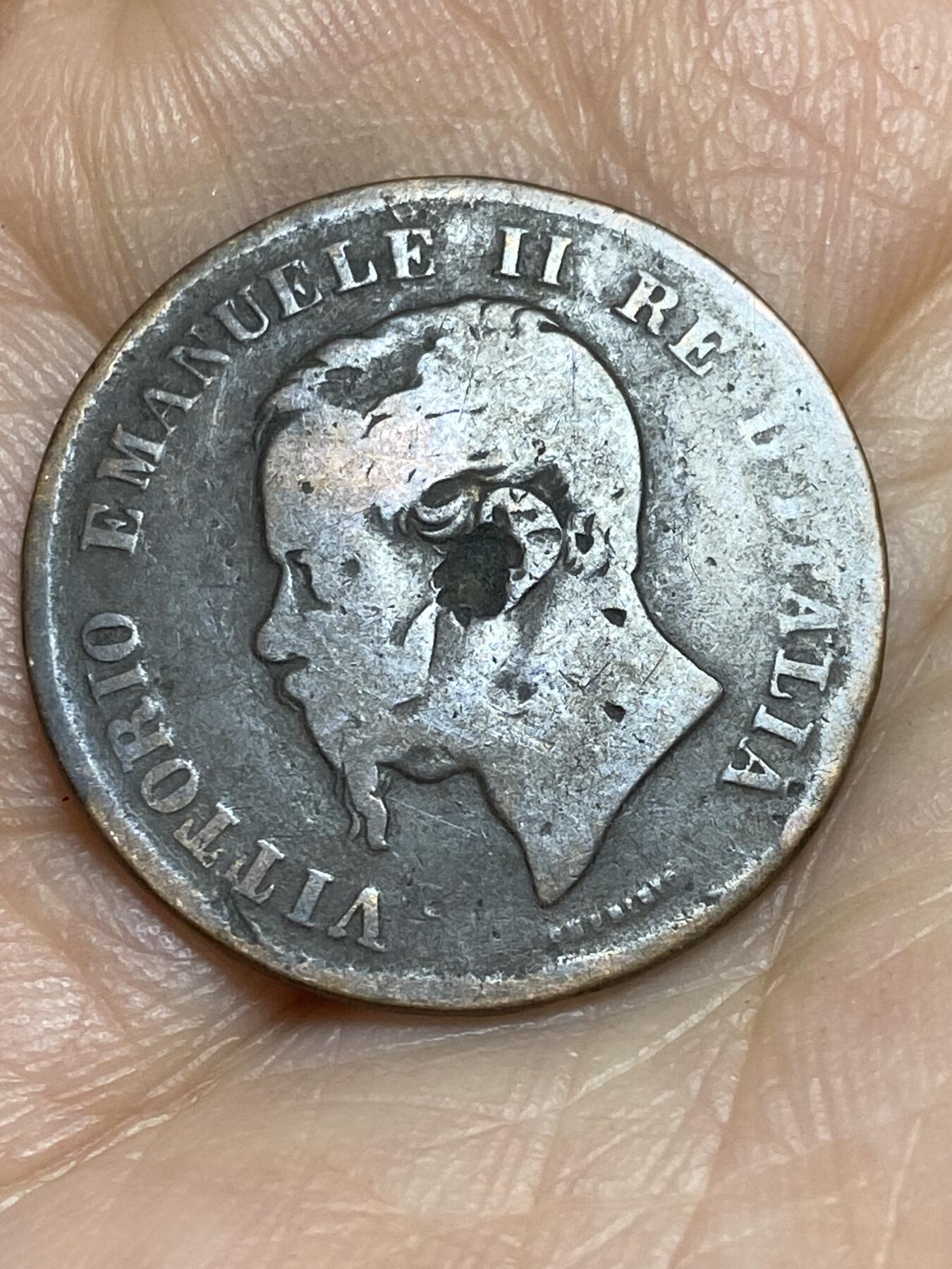 2026年第十四场(总第一百八十三场）外国好品散币场(免佣金) 穿孔–意大利王国1861年5分(维托里奥·埃马努埃莱三世，N标那不勒斯造，首发年仅发行3年)