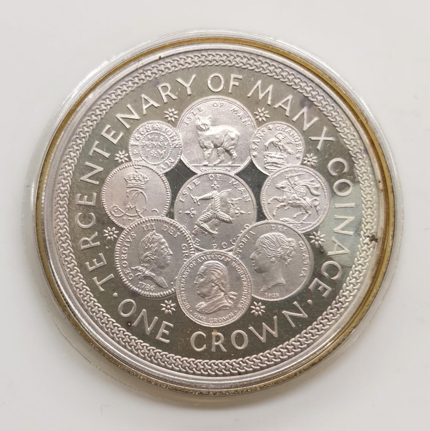 博洋堂世界钱币拍卖第158期（全场包邮） 英属马恩岛1979年1克朗大银币，英国皇家铸币厂，1盎司999银，原盒证