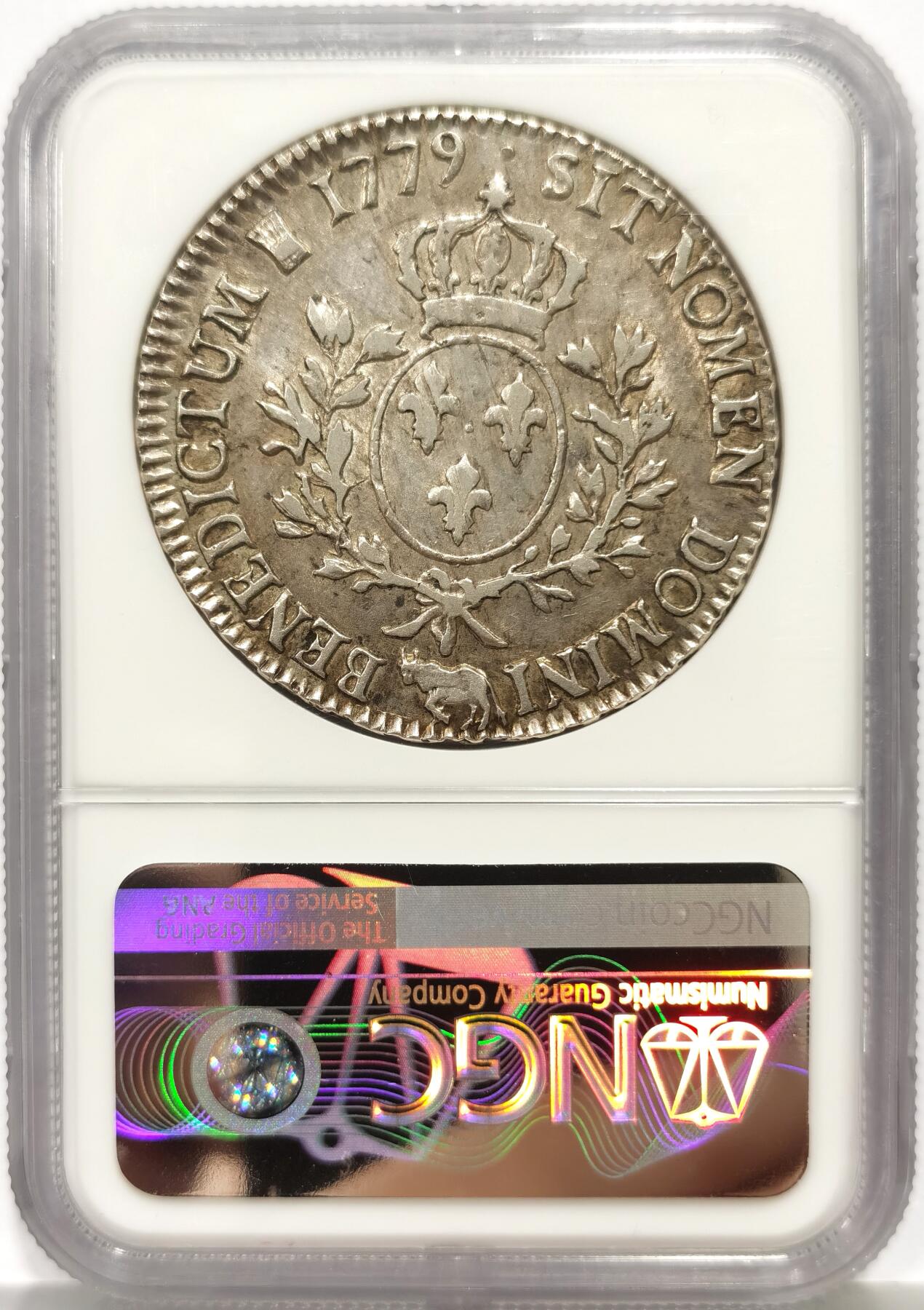 博洋堂世界钱币拍卖第158期（全场包邮） NGC XF45 法国1779年奶牛厂路易十六埃居大银币。状态极佳，打制相当不错。非常罕见的年份，NGC季军分，仅两枚AU级别更高足见其珍贵