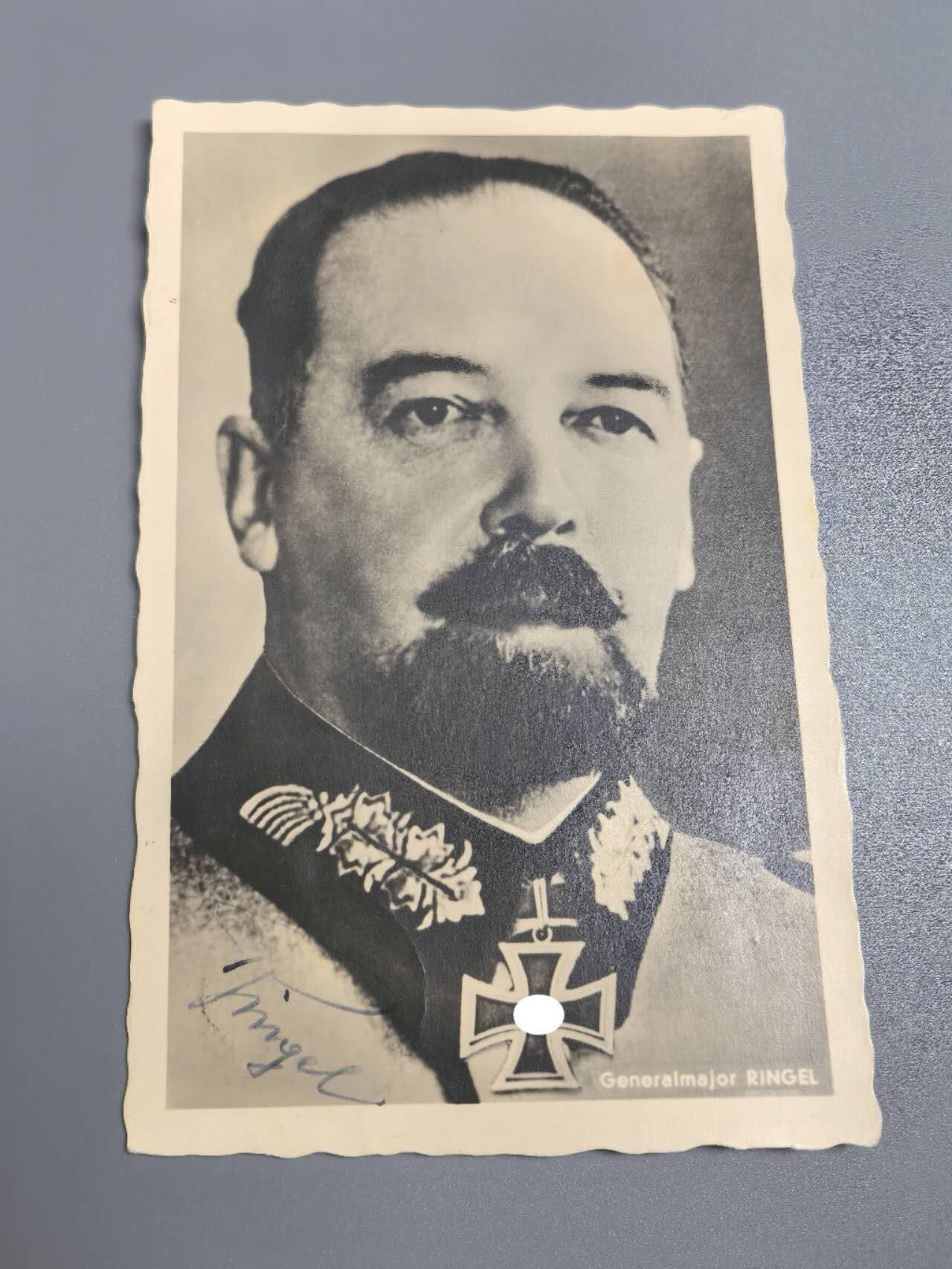 小驴勋章奖章收藏1月24日周六晚六点拍卖（珍爱和平，收藏战争，铭记历史，勿忘国耻，忠党爱国。有偿代拍，送拍规则在简介最后，参拍须阅读规则后再参拍，关系到运费包装发货时效真假辨别等关键信息，拍卖时不再发原图，看大图店主微信码在拍卖店铺介绍里） 德国WWII山地部队上将朱利叶斯·林格尔 （Julius Ringel）战时亲签明信片，战时带领第5山地师参加了希腊战役、克里特岛空降战役、入侵苏联等著名战役，亲签参考价两百小几十美金