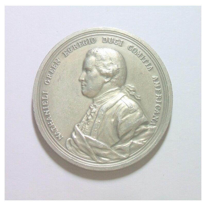 【旋风钱币】1月31日19:00准时开拍 精美欧洲币章、银币银章、第三帝国钱币等 全场包邮！ 美国纪念1781年 格林将军尤托斯普林战役高浮雕精制大白铜章 40MM