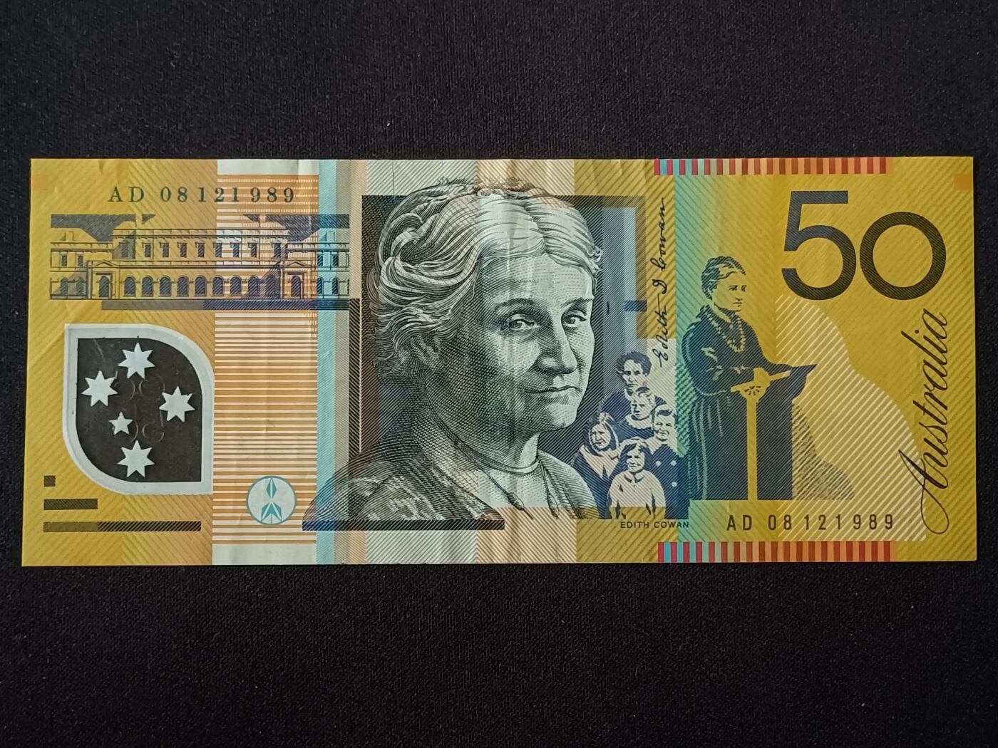 【游宝包邮场】乙巳蛇年第111期 周六集拍 澳大利亚-50元【朦胧号 AD08121989 流通好品VF-】