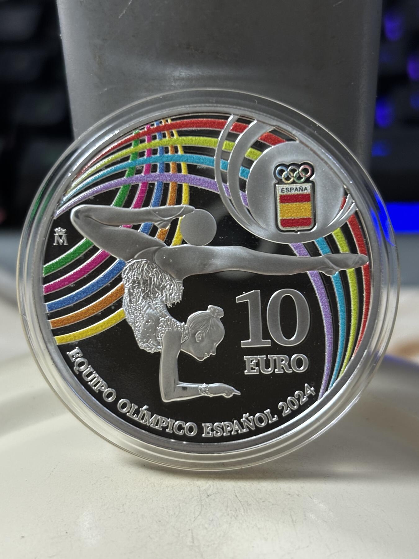 第189期拍卖 西班牙2024年体操彩色10欧精制纪念银币，925银，27克