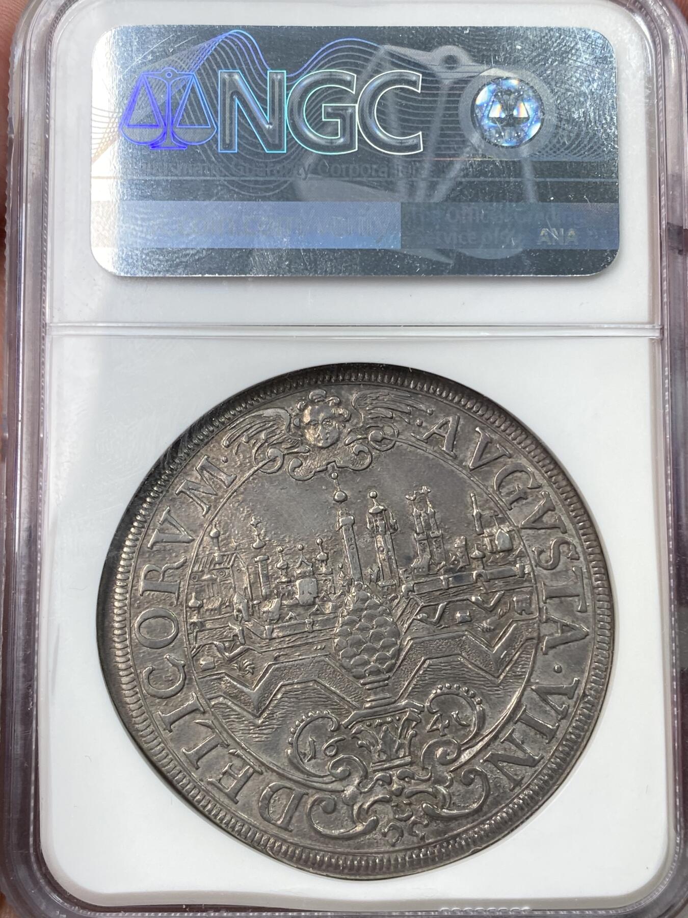 万国钱币拍卖第059期 NGC AU55 1641德国奥格斯堡自由市景观大泰勒 名誉景观品种 包浆熟美醇厚 足以入藏的品质 