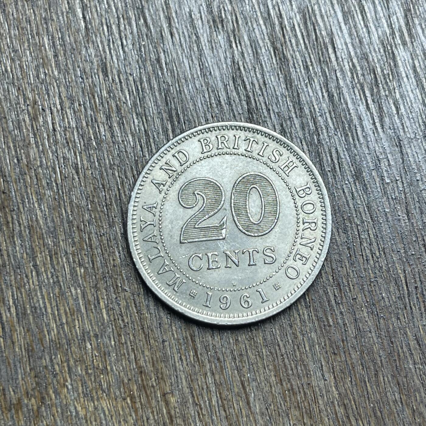 【春节前最后一拍，下一场3.3号】★第139场★散币场。不寄存，30包邮。不满30元，支付5元运费。《接受代拍 代送NGC评级》 98【无寄存】1961 马来亚 20分 镍币