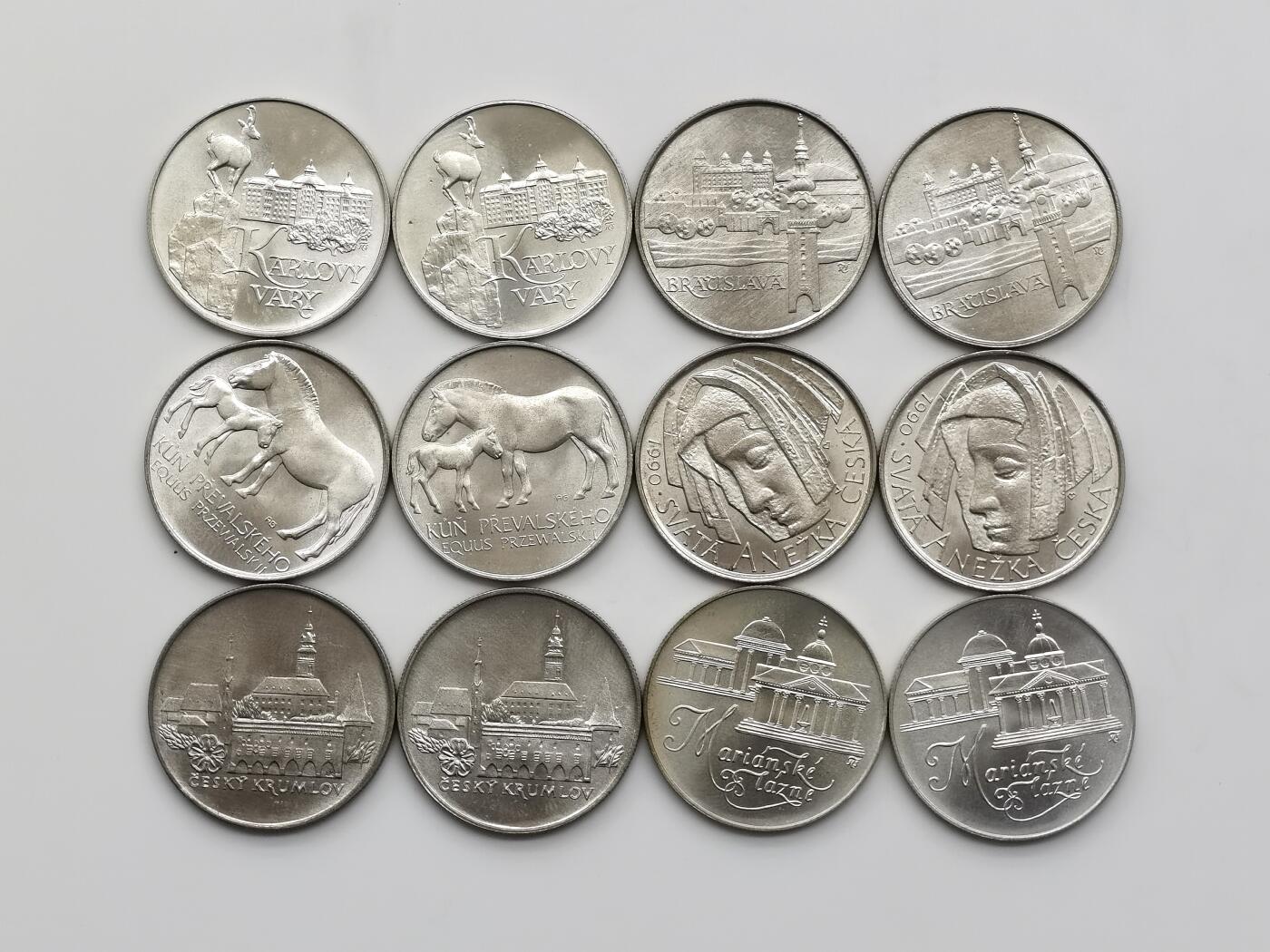 博洋堂世界钱币拍卖第158期（全场包邮） 捷克斯洛伐克50克朗纪念银币一组12枚（6个品种）原卷品相