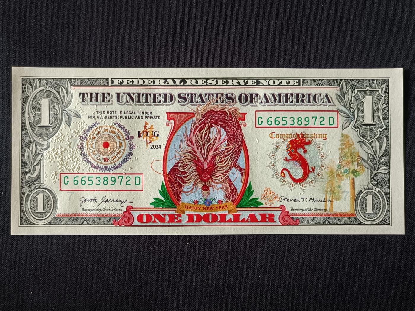 【游宝包邮场】乙巳蛇年第111期 周六集拍 美国-1美元【彩色加印钞 龙年 带册装】