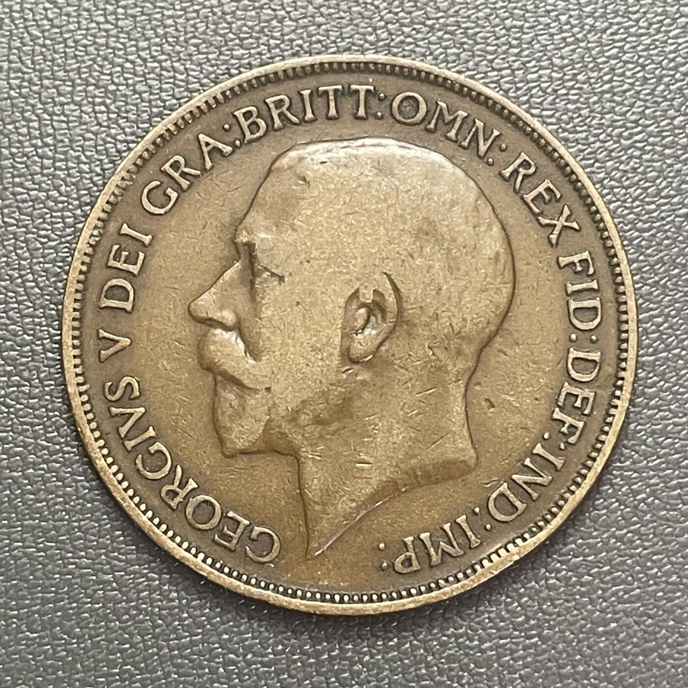 回流0125 英国1913年1便士青铜币 乔治五世