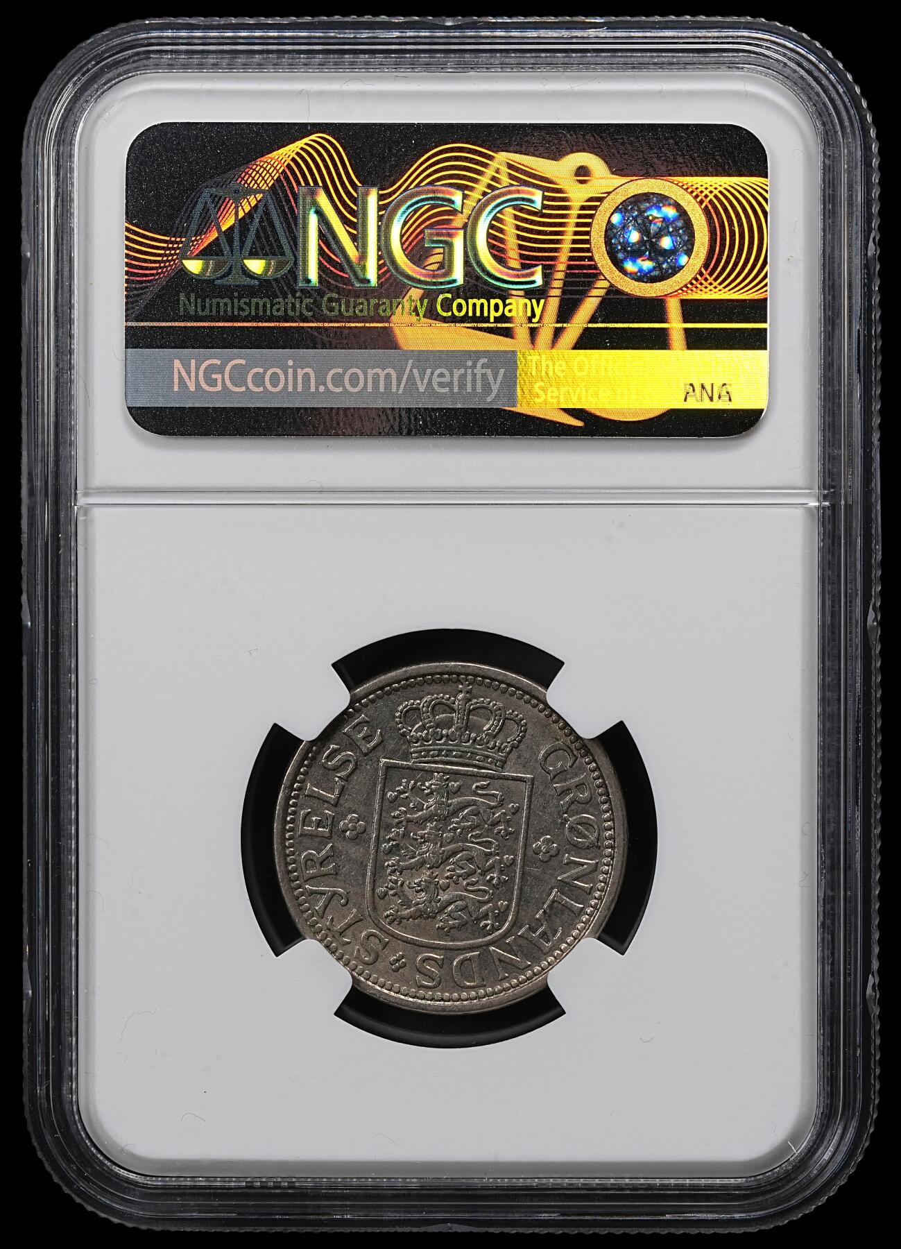 修遠堂世界钱币第102期 NGC AU58 1926年格陵兰25欧尔