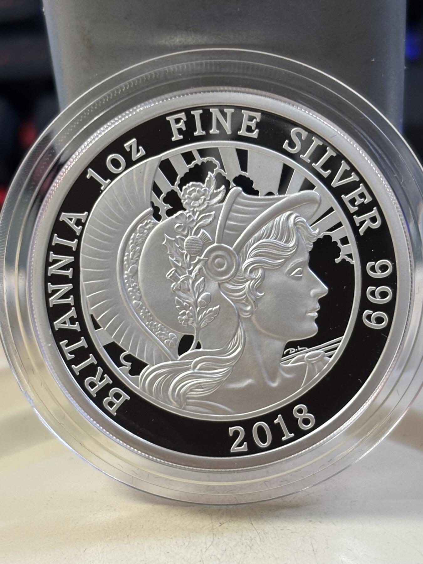 第189期拍卖 英国2018年不列颠女神系列1盎司精制版纪念银币，999银，发行7150枚I’m 