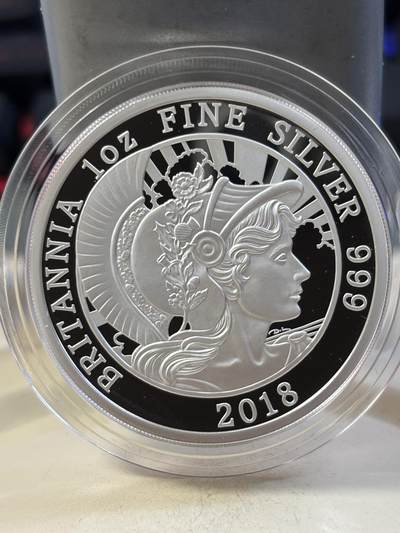 第189期拍卖 - 英国2018年不列颠女神系列1盎司精制版纪念银币，999银，发行7150枚I’m 