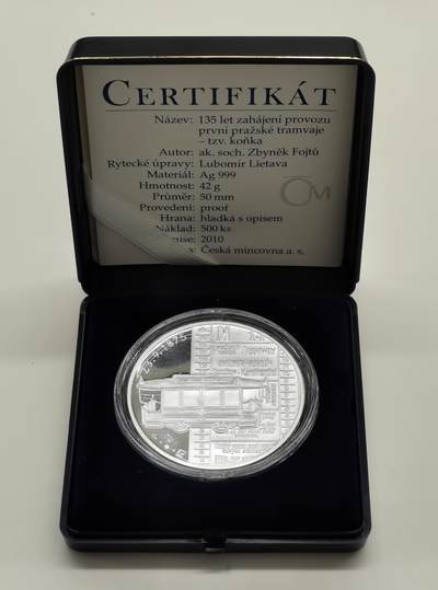 博洋堂世界钱币拍卖第158期（全场包邮） - 捷克2010年有轨电车运营135周年精制纪念银币，42克999银，发行量仅500枚，盒证全