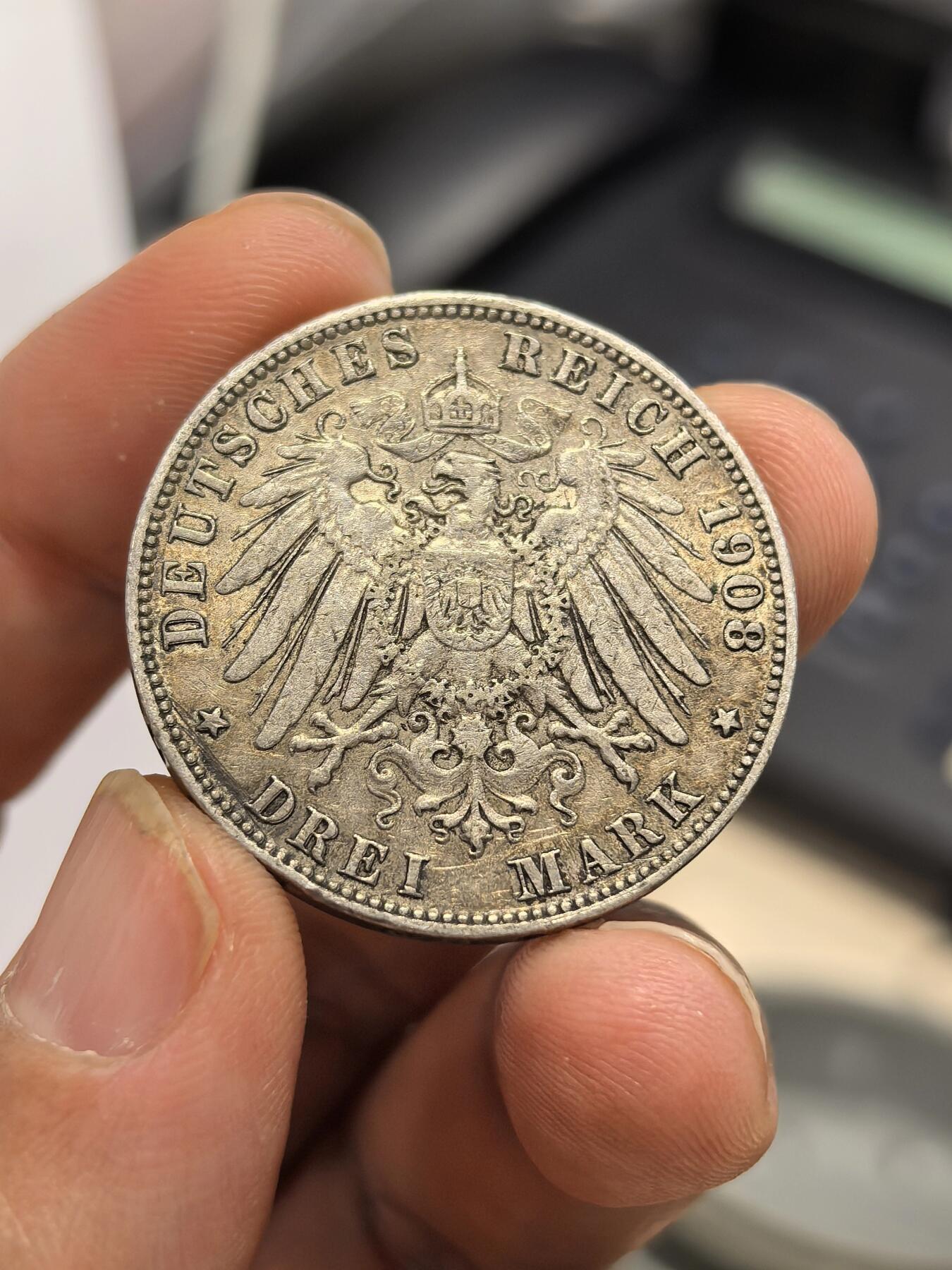 博洋堂世界钱币拍卖第158期（全场包邮） 德国汉堡1908年3马克银币