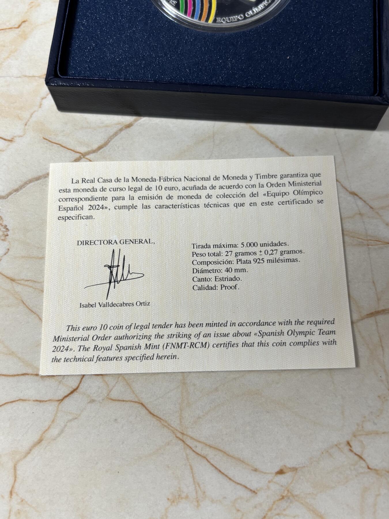 第189期拍卖 西班牙2024年体操彩色10欧精制纪念银币，925银，27克