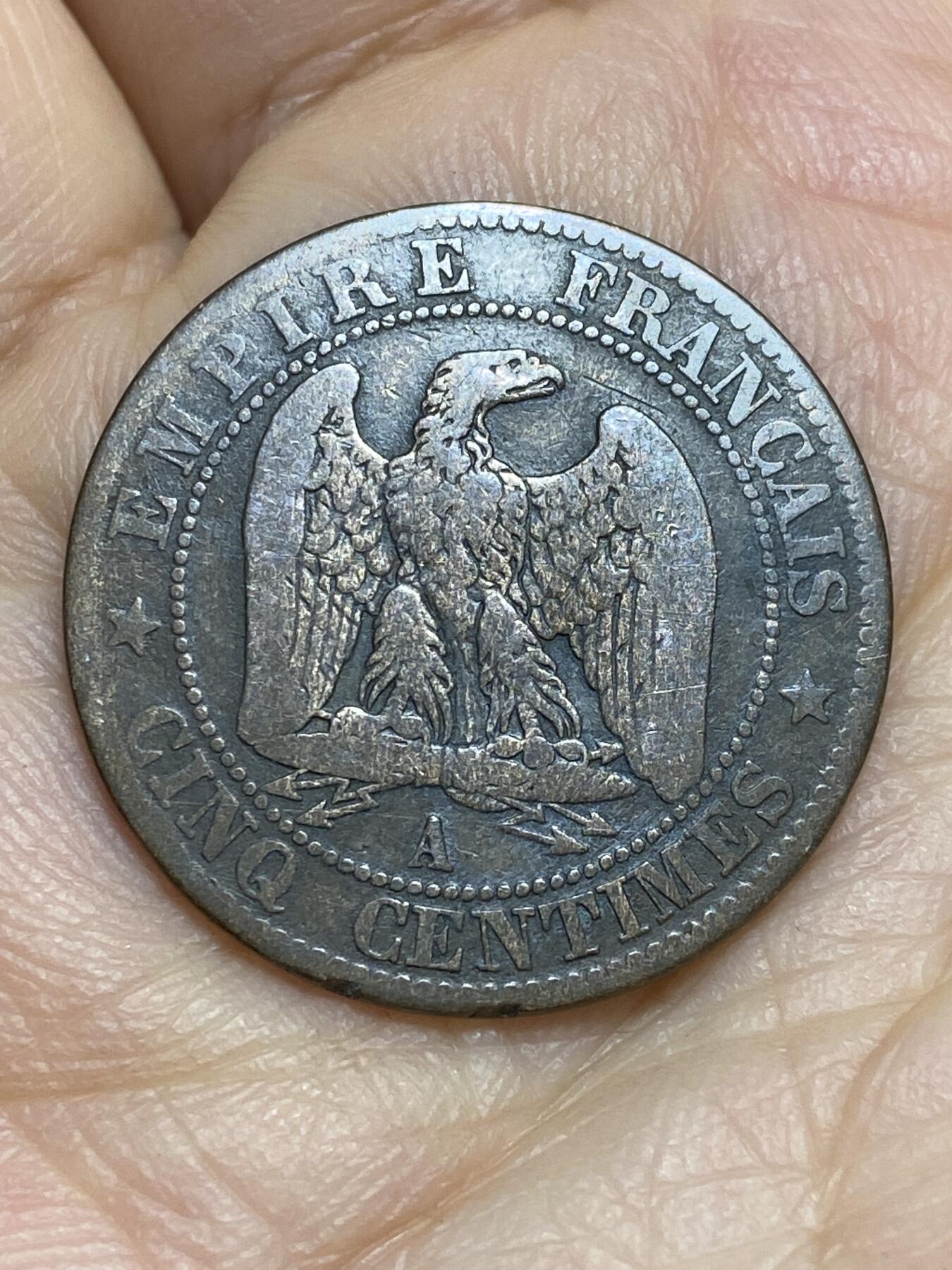 2026年第十四场(总第一百八十三场）外国好品散币场(免佣金) 法兰西第二帝国1854年5生丁(拿破仑三世第一版，A标巴黎造)