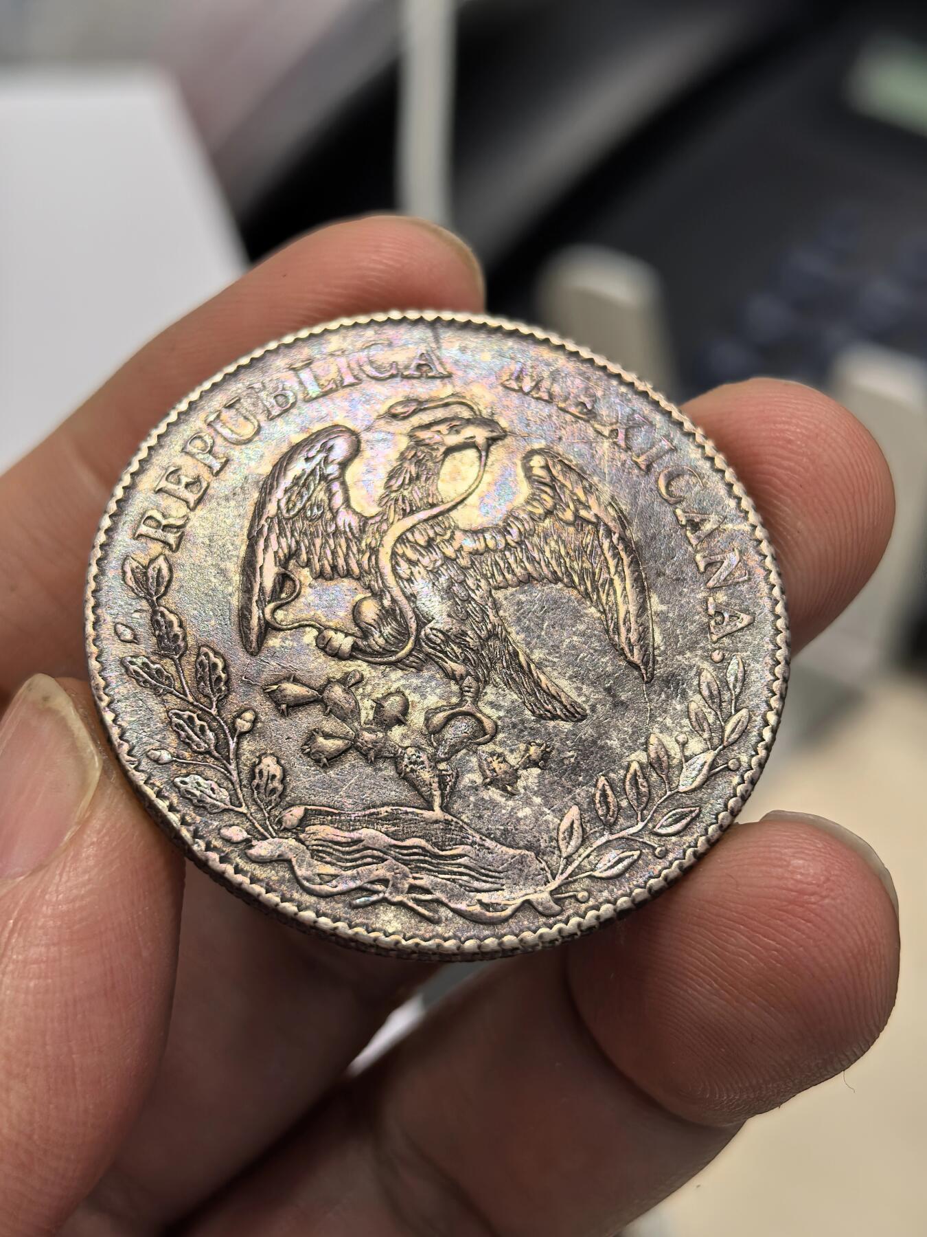 博洋堂世界钱币拍卖第158期（全场包邮） 墨西哥花边鹰洋ZS 1884 JS 8里亚尔 老油彩包浆