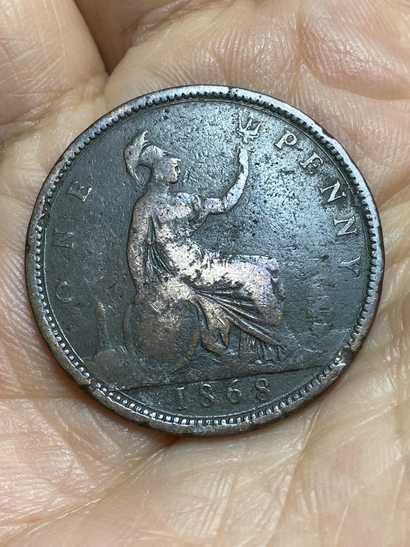 2026年第十四场(总第一百八十三场）外国好品散币场(免佣金) 英国🇬🇧1868年1便士(维多利亚女王中年桂冠第二版)