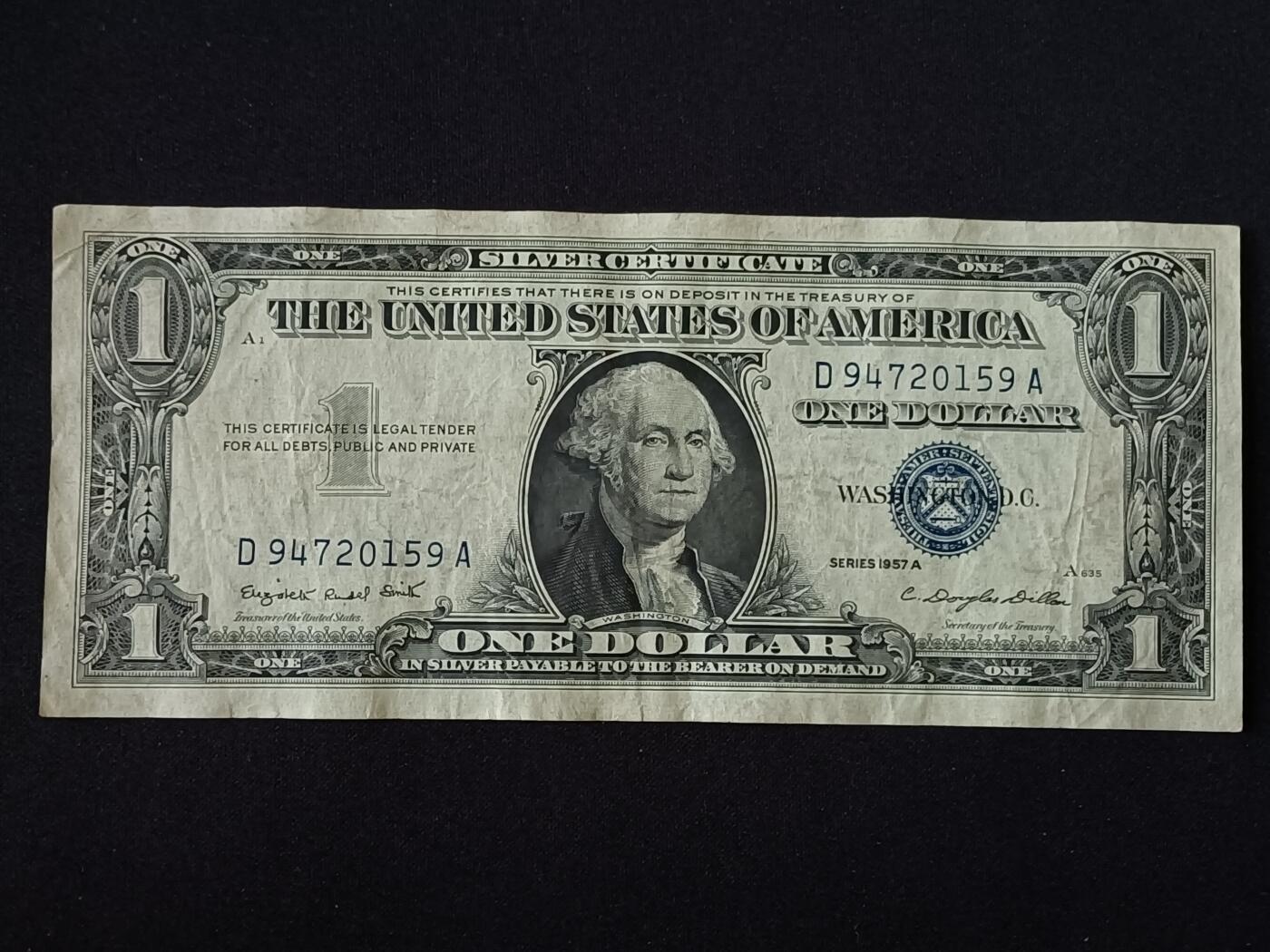 【游宝包邮场】乙巳蛇年第111期 周六集拍 美国-1美元【SERIES-1957A 蓝库印 流通品相】