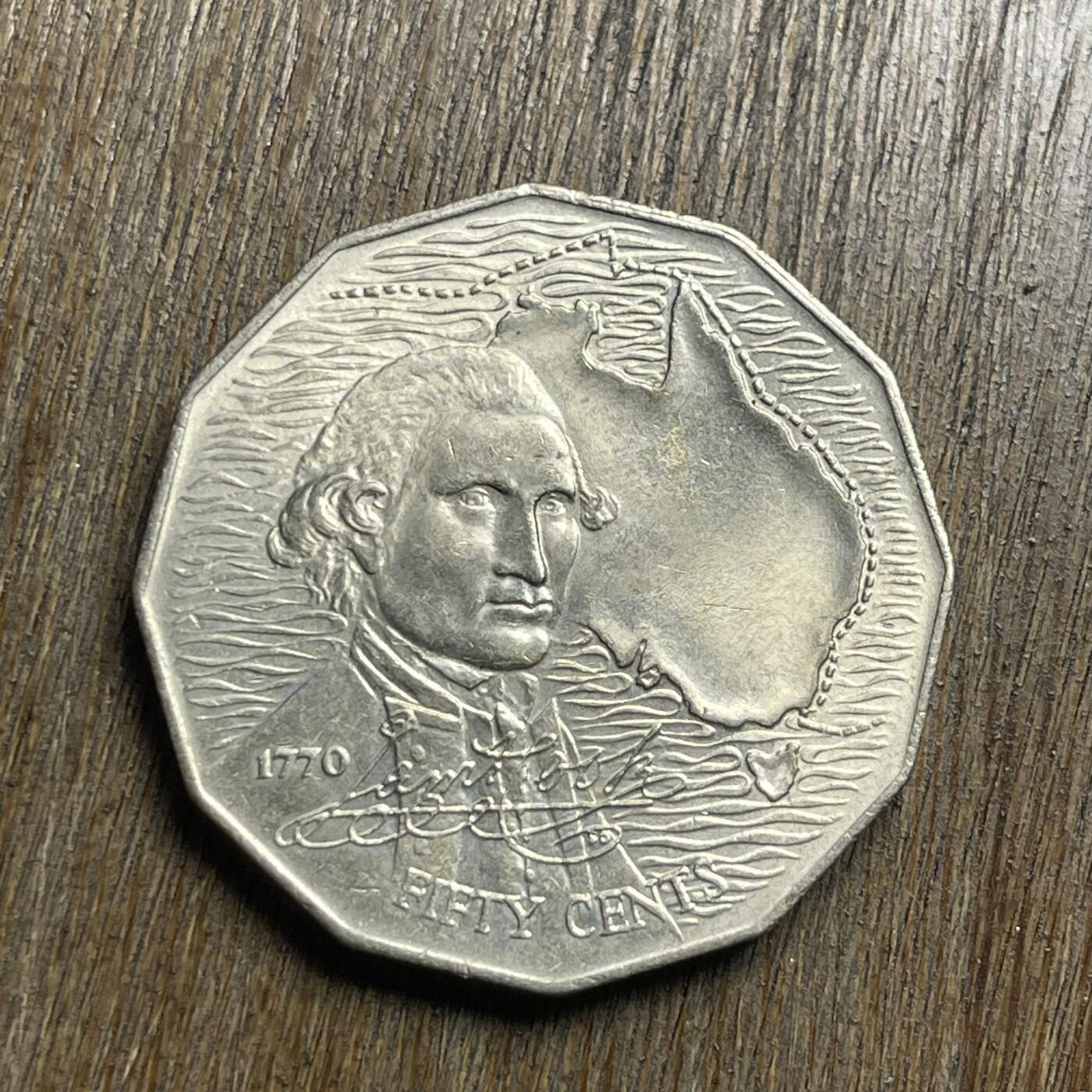 【铜匠收藏】★第140加场★精品老铜币 硬币专场 不寄存，200包邮。不满200元，支付5元运费。《接受代拍 代送NGC评级》 50【无寄存】原光品 1970 澳大利亚 50分 库克船长发现澳洲200年纪念币