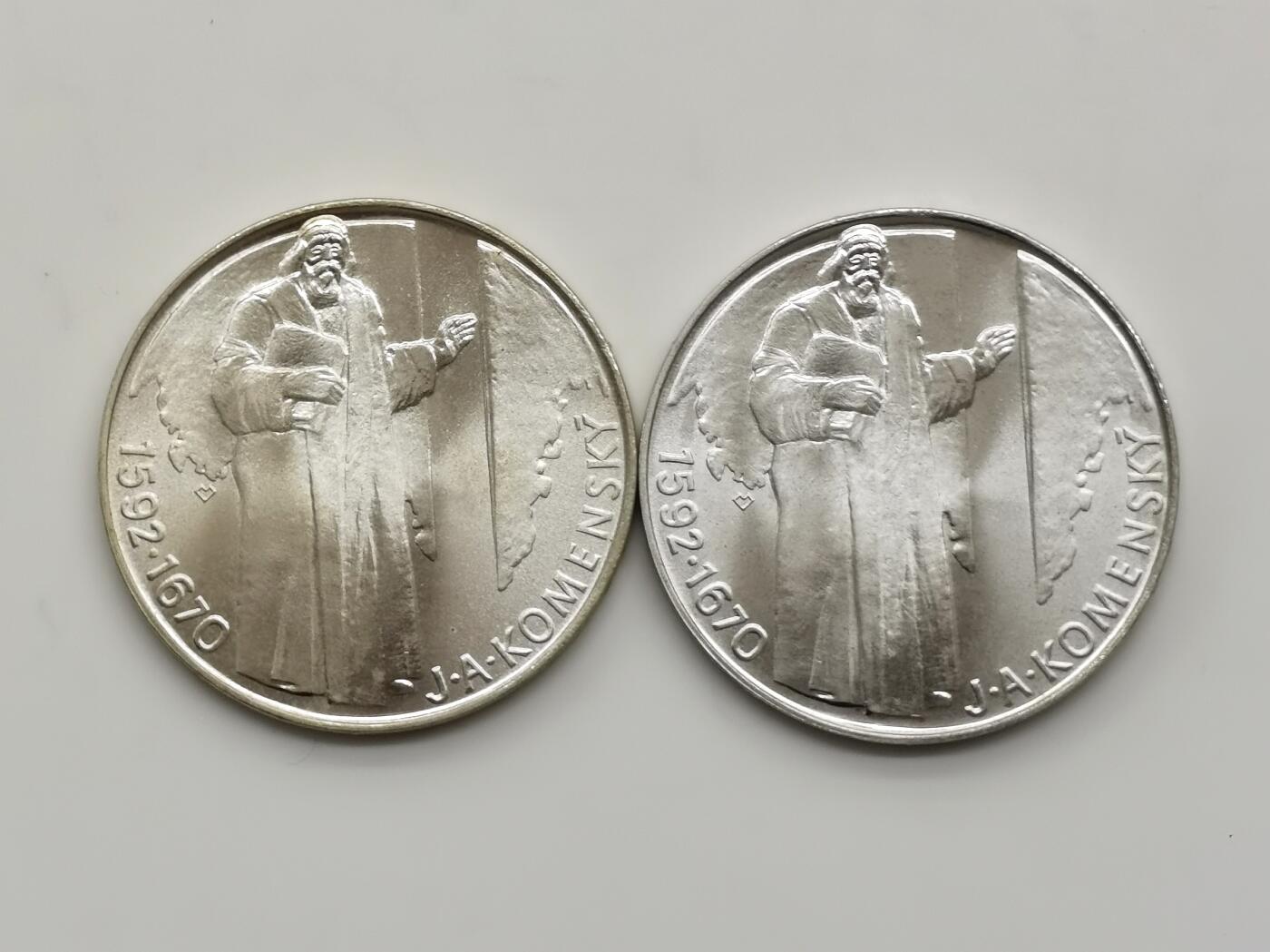 博洋堂世界钱币拍卖第158期（全场包邮） 捷克斯洛伐克1992年500克朗纪念银币一组2枚，原卷品相