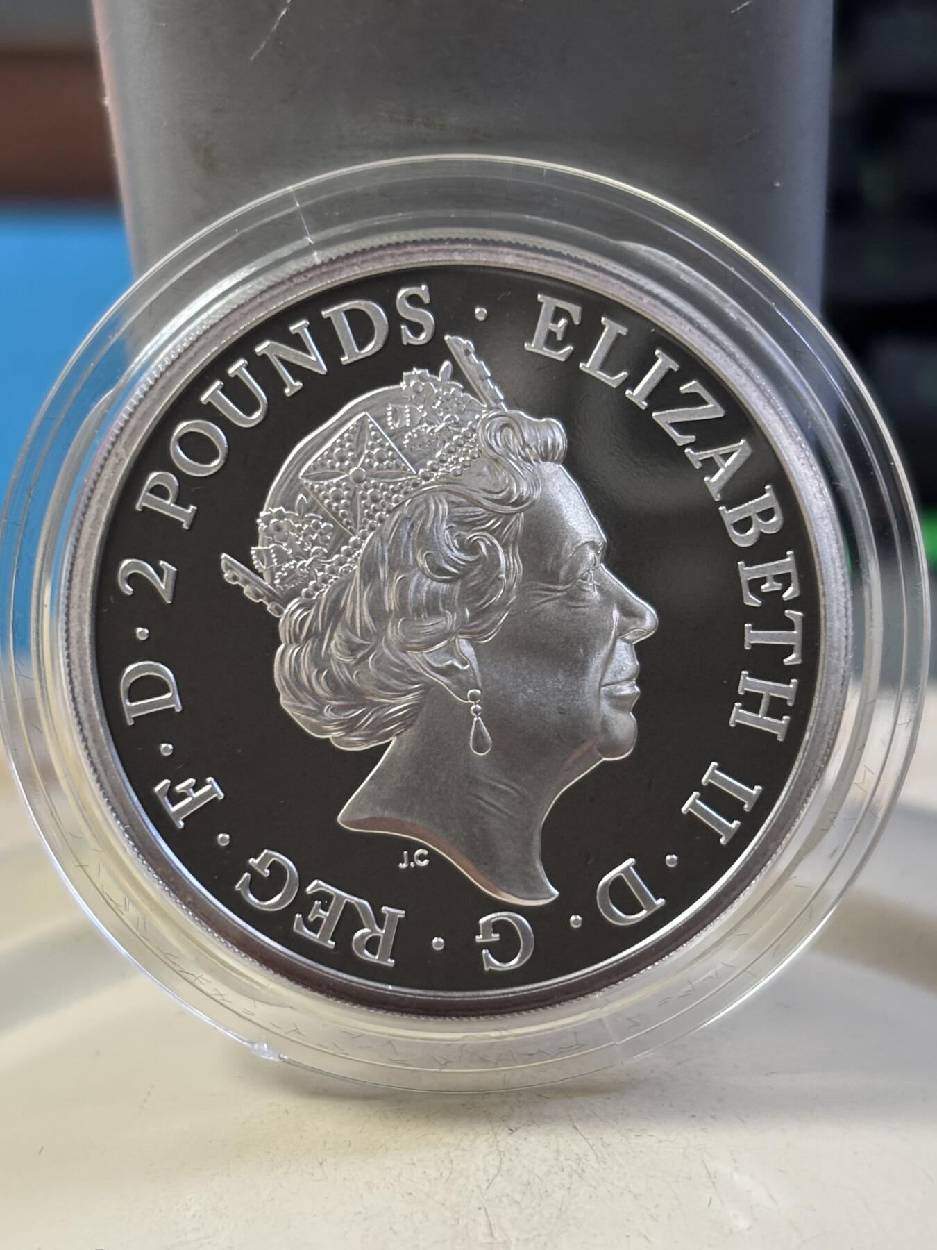 第189期拍卖 英国2021年女王神兽系列10格里芬1盎司精制银币，999银，发行4400枚