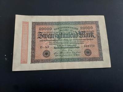 博彦收藏   1月28日 8点 钱币专场 全场包邮 - 1923 德国20000马克 流通好品