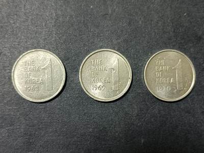 【游宝包邮场】乙巳蛇年第111期 周六集拍 - 韩国 老版1元 1968年/1969年/1970年