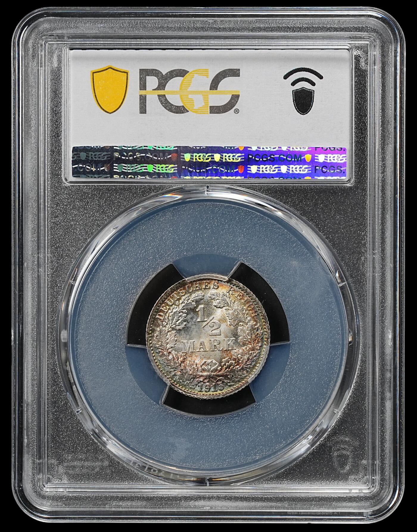 修遠堂世界钱币第102期 PCGS MS68 1915年德国1/2马克银币 68分老币天花板级别分数 更有环彩加幻彩加成 收藏级佳品