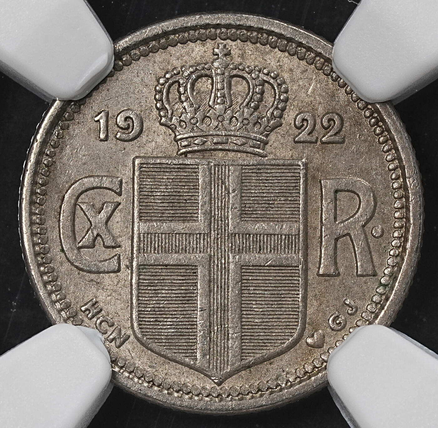 修遠堂世界钱币第102期 NGC MS63 1922年冰岛10 AURAR