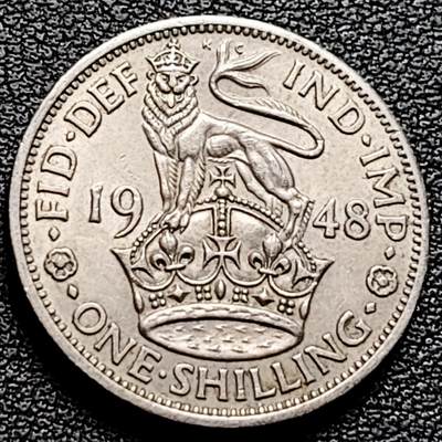 泉币菌-第174场- 精品福利场 - 1948年 英国1先令狮子皇冠版 23.5mm 乔治六世国王