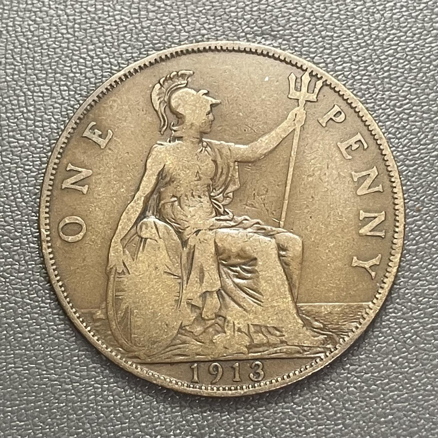 回流0125 英国1913年1便士青铜币 乔治五世