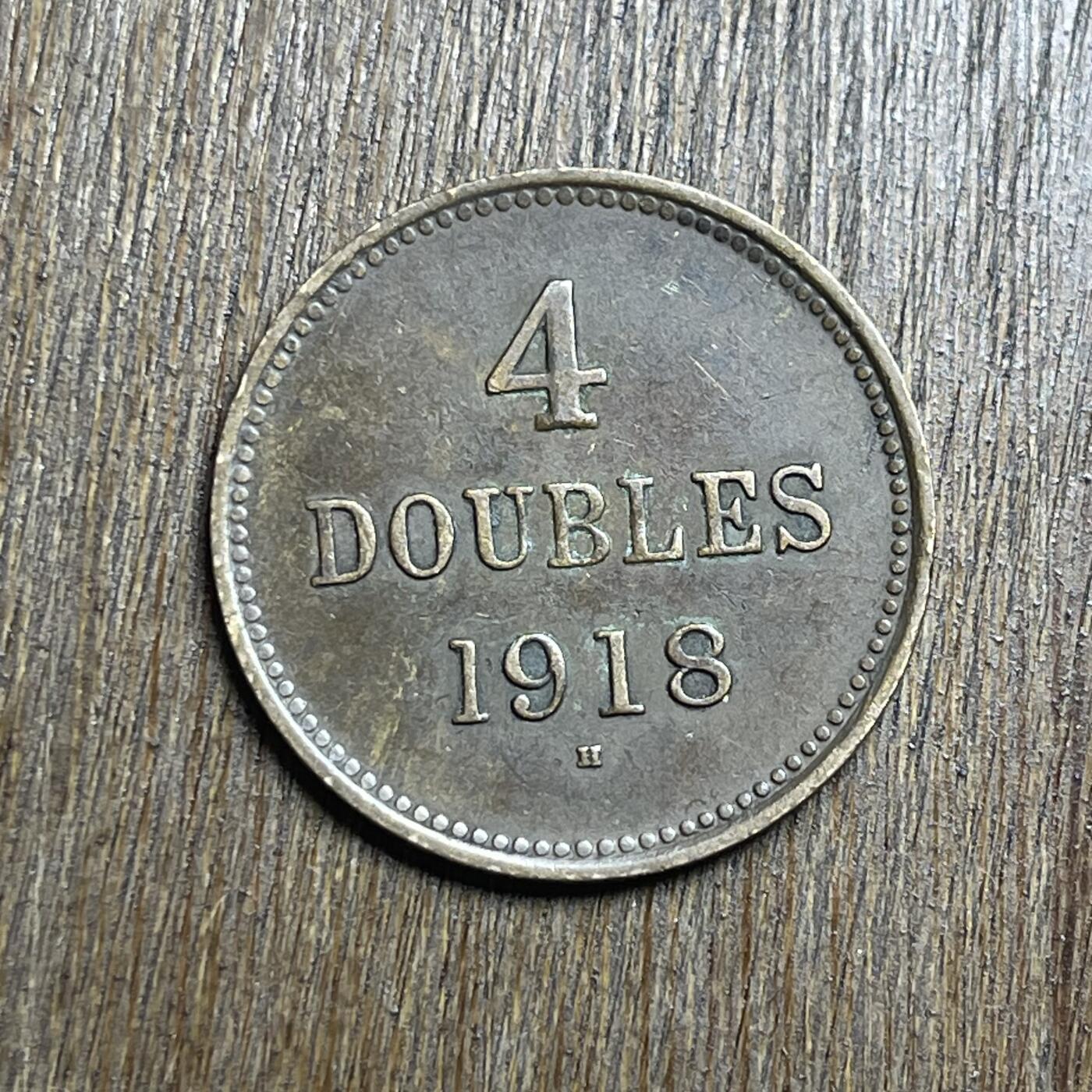 【铜匠收藏】★第140加场★精品老铜币 硬币专场 不寄存，200包邮。不满200元，支付5元运费。《接受代拍 代送NGC评级》 51【无寄存】1918 根西 4道布铜币