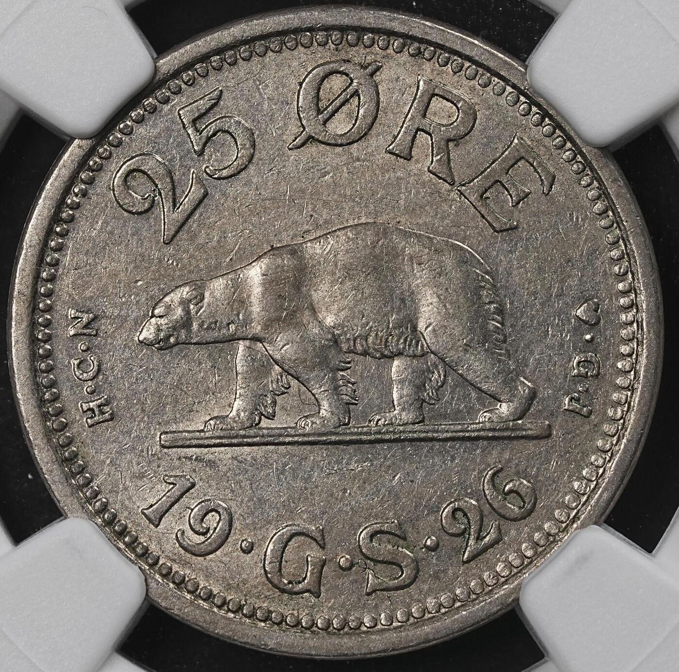 修遠堂世界钱币第102期 NGC AU58 1926年格陵兰25欧尔