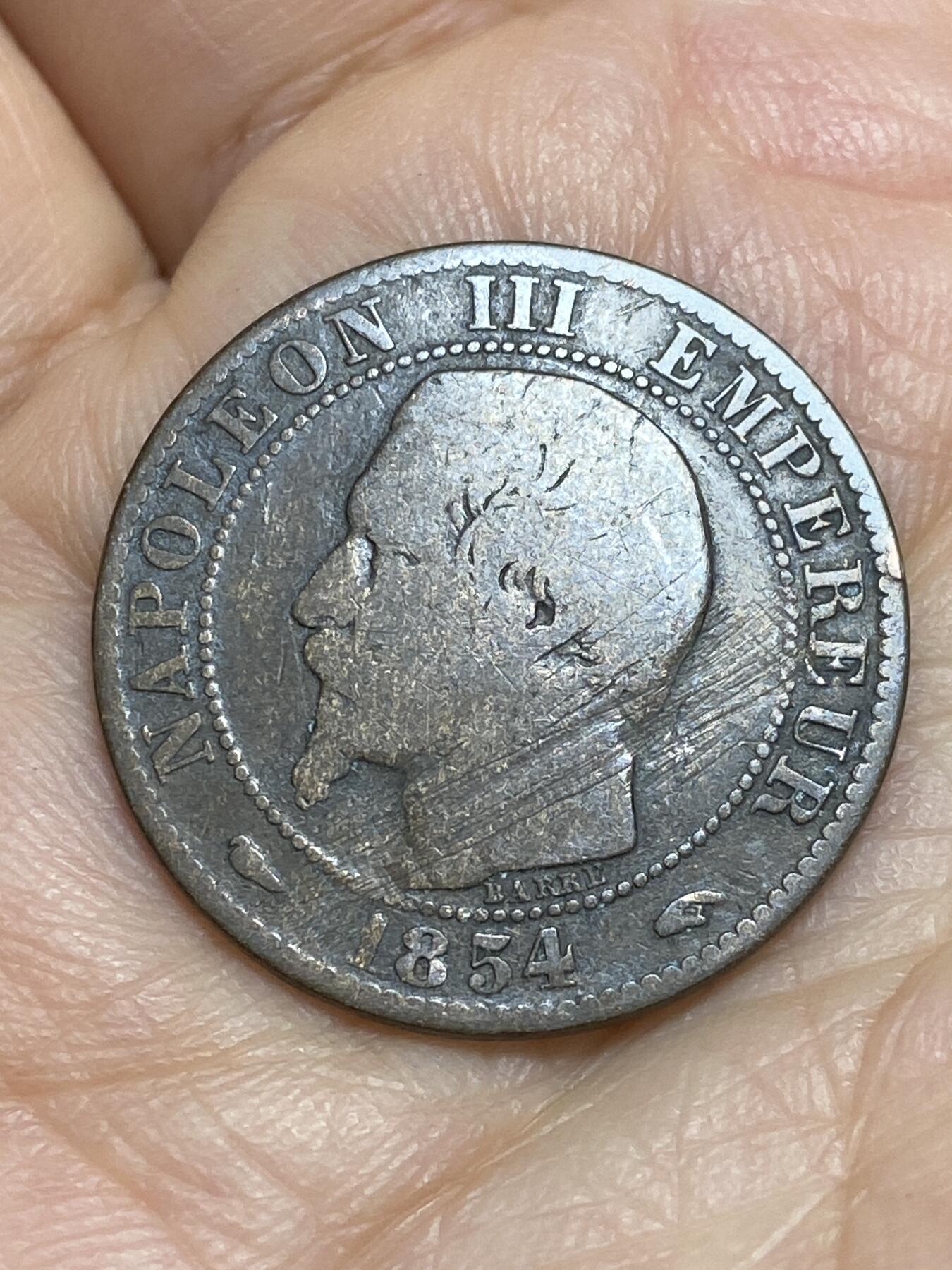 2026年第十四场(总第一百八十三场）外国好品散币场(免佣金) 法兰西第二帝国1854年5生丁(拿破仑三世第一版，A标巴黎造)