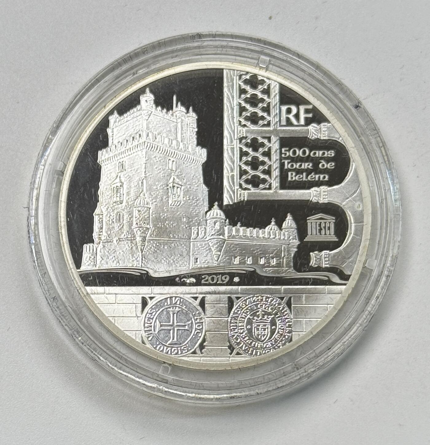 S&S Numismatic世界钱币-拍卖 第119期  法国2019年 联合国教科文组织文化遗产-里斯本的热罗尼姆斯修道院和贝伦塔 10欧元精制纪念银币 盒证齐全 22.2克900银