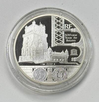 S&S Numismatic世界钱币-拍卖 第119期  - 法国2019年 联合国教科文组织文化遗产-里斯本的热罗尼姆斯修道院和贝伦塔 10欧元精制纪念银币 盒证齐全 22.2克900银