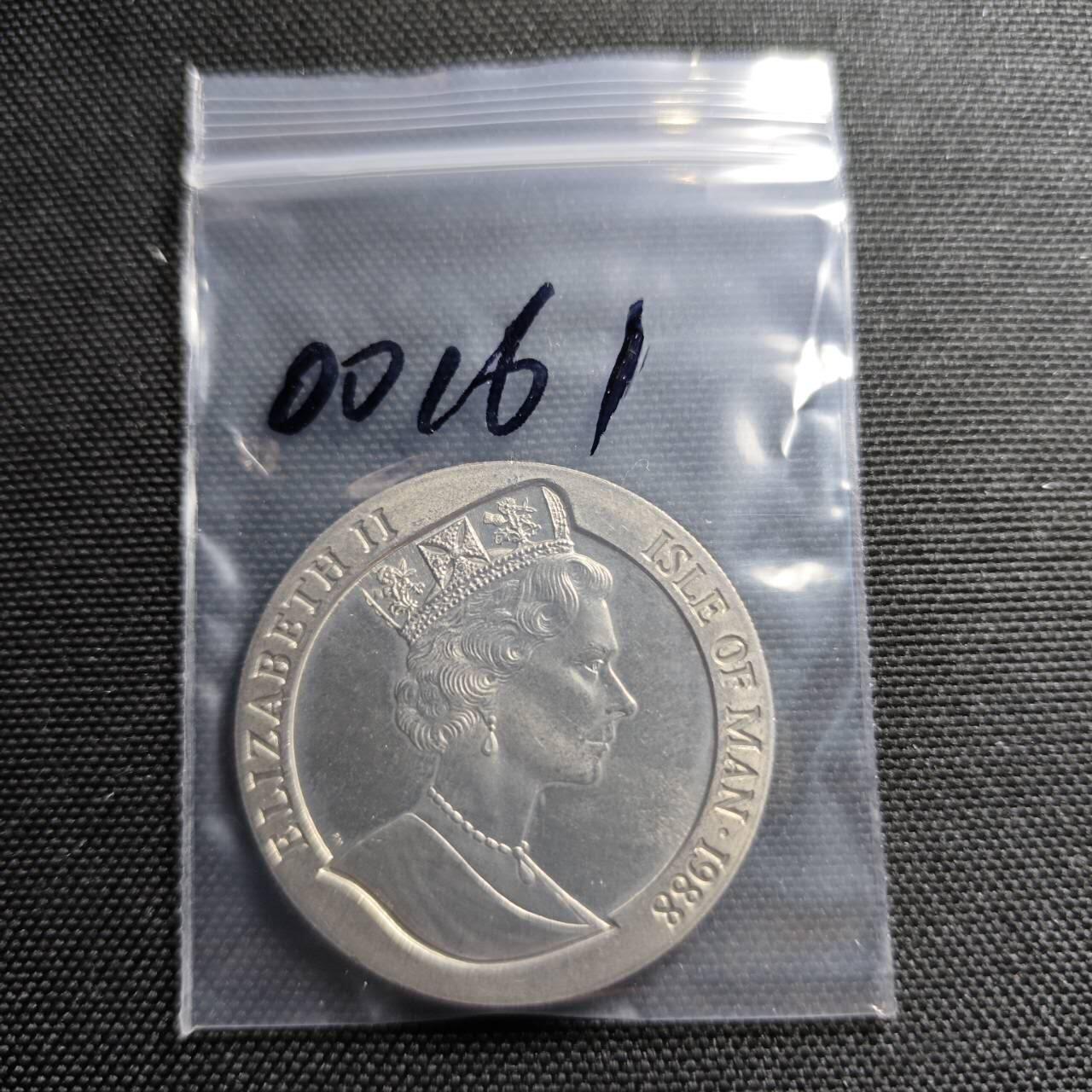 KK钱币收藏小铺  第400期  百期特拍（四拍之四）2月预留时间 周末发货   1988马恩岛1克朗纪念币 蒸汽轮船