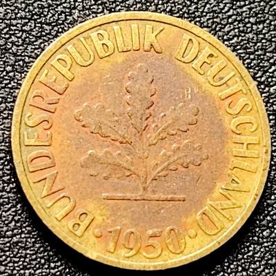 泉币菌-第174场- 精品福利场 - 联邦德国1950年 10芬尼硬币 橡树麦穗  银行版 21.5mm