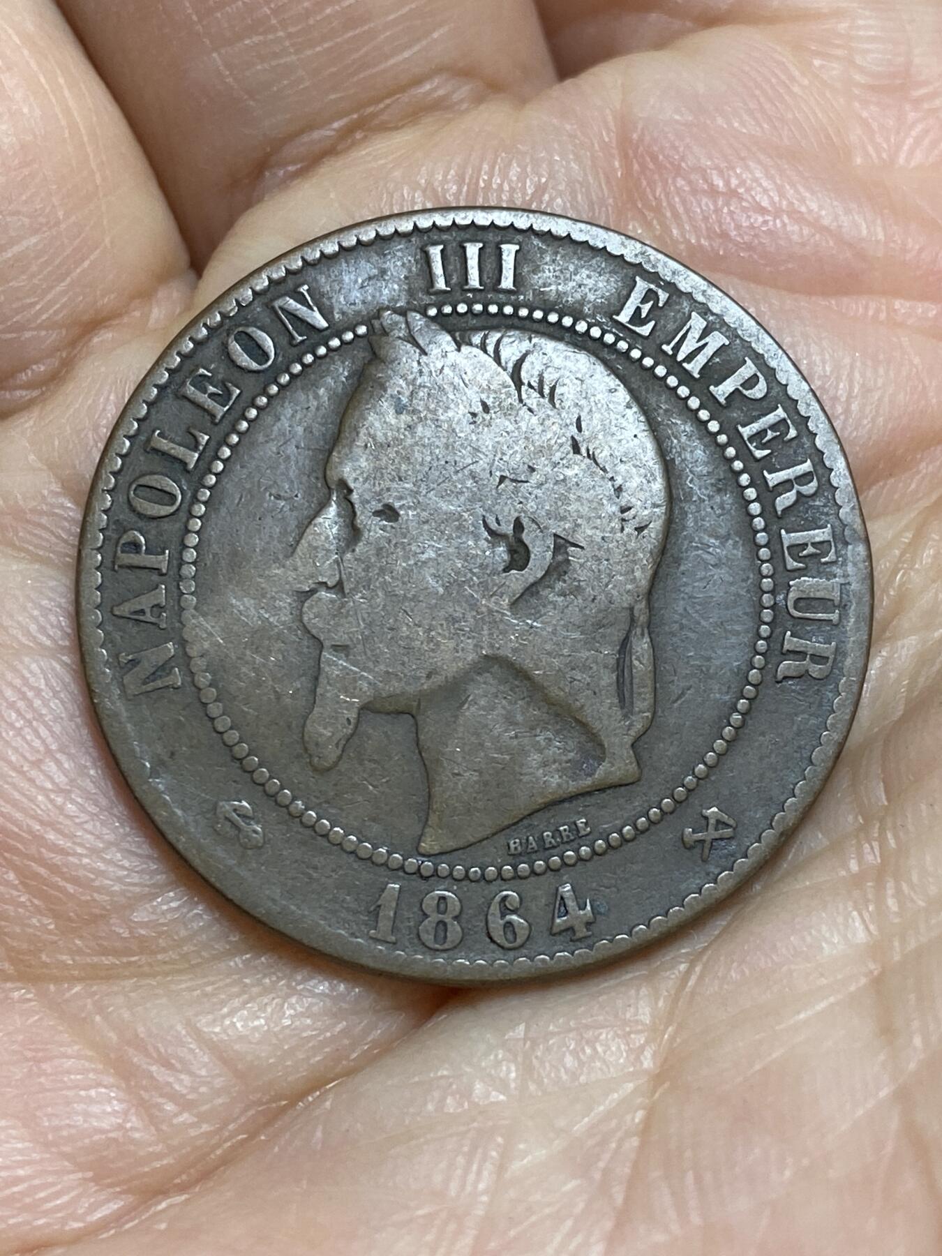 2026年第十四场(总第一百八十三场）外国好品散币场(免佣金) 法兰西第二帝国1864年10生丁(拿破仑三世第二版，K标波尔多造)