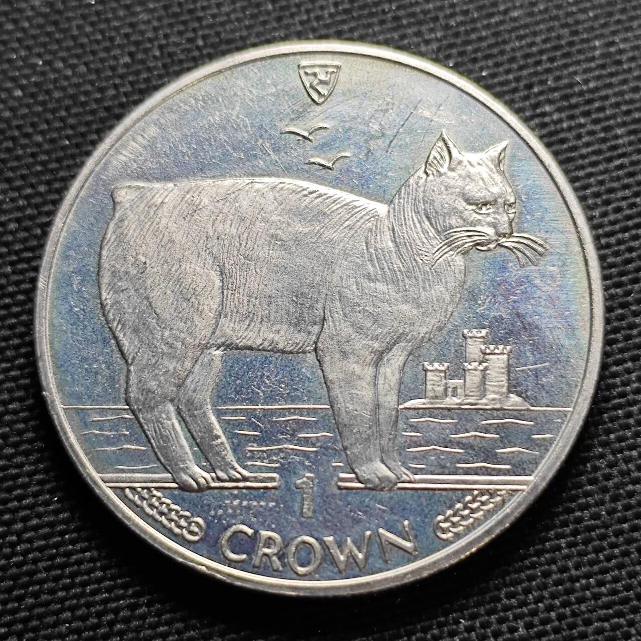 KK钱币收藏小铺  第400期  百期特拍（四拍之四）2月预留时间 周末发货  1988马恩岛1克朗纪念币 无尾猫